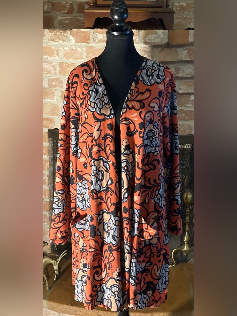 LuLaRoe Orange Floral Open-Front Women’s Sweater Cardigan